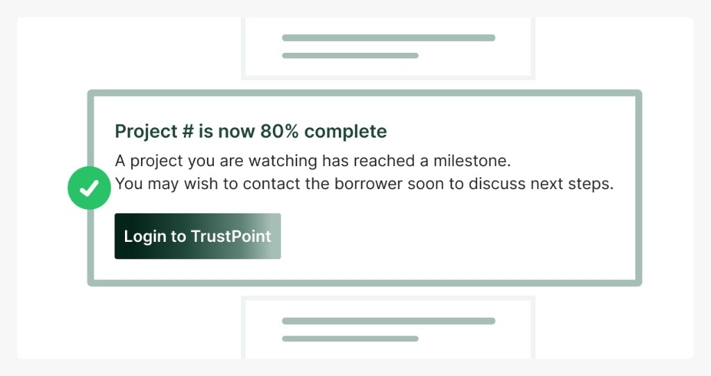 Project milestone notification and call to action